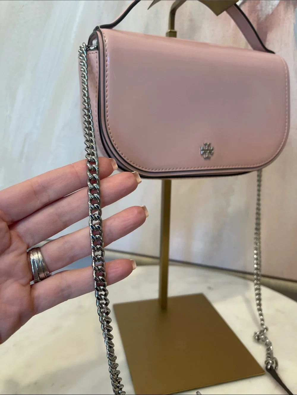 Tory Burch Blush EmersonPatent Leather Chain Crossbody
